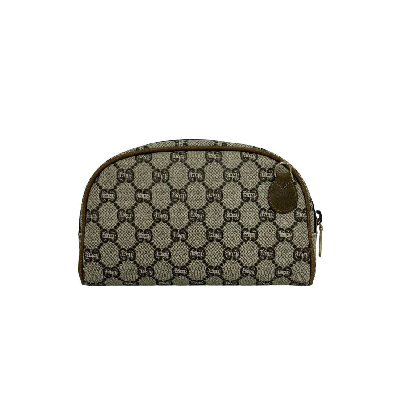 Gucci Vintage Plus Logo Leather 2-Way Shoulder Bag Mini Clutch Brown — view 3