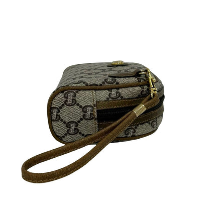 Gucci Vintage Plus Logo Leather 2-Way Shoulder Bag Mini Clutch Brown — view 5