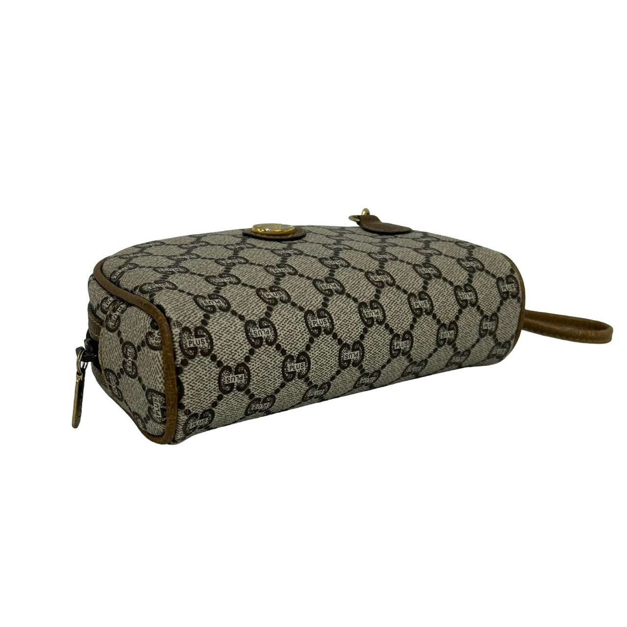 Gucci Vintage Plus Logo Leather 2-Way Shoulder Bag Mini Clutch Brown — view 7
