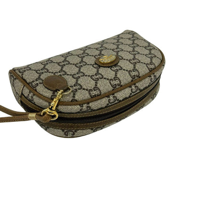 Gucci Vintage Plus Logo Leather 2-Way Shoulder Bag Mini Clutch Brown — view 4