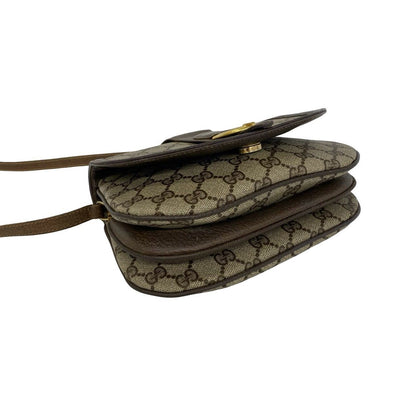 Gucci Vintage GG Logo Leather Shoulder Bag Pochette Sacoch Brown — view 7
