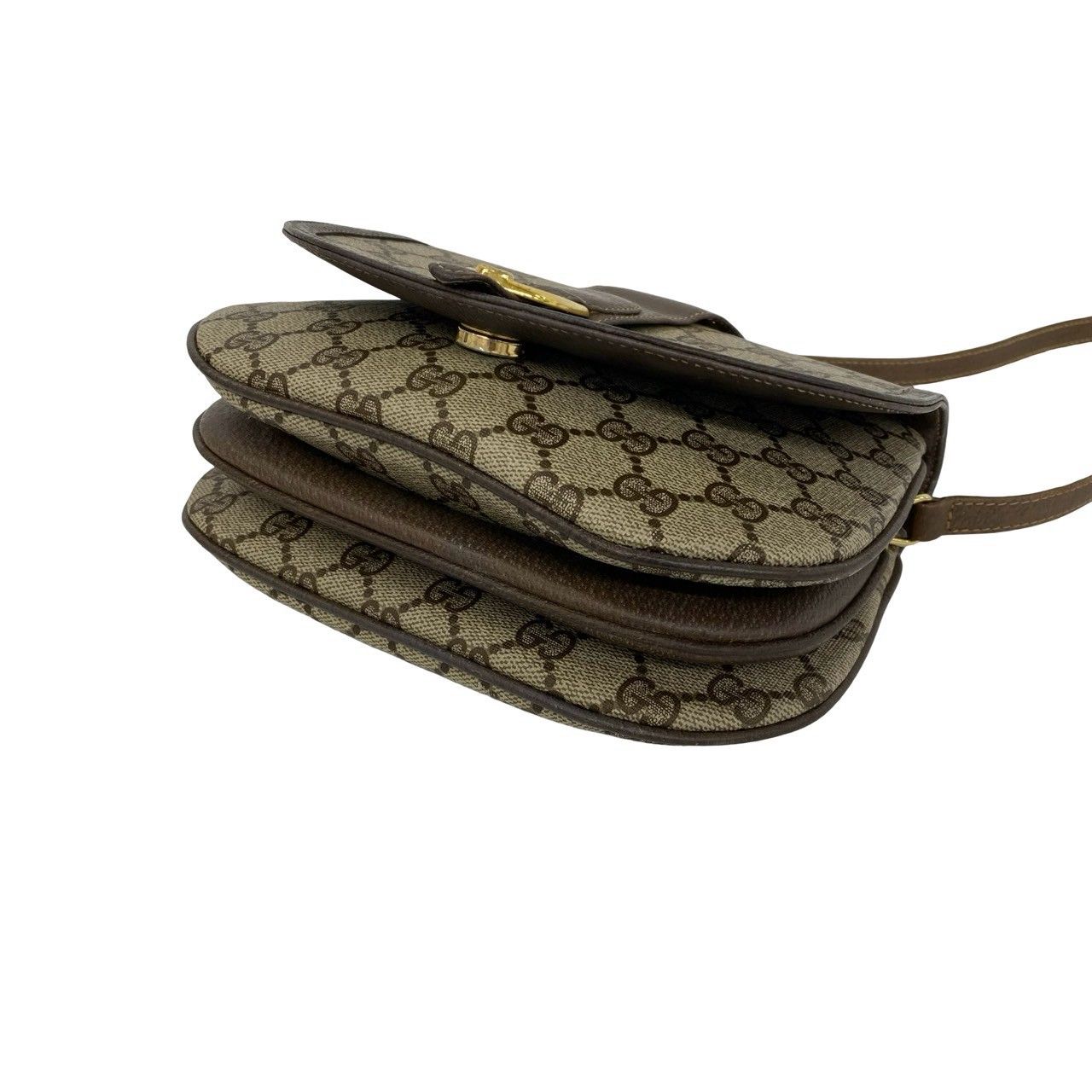 Gucci Vintage GG Logo Leather Shoulder Bag Pochette Sacoch Brown — view 8