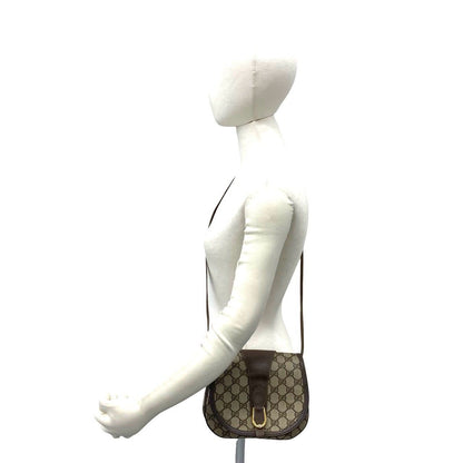 Gucci Vintage GG Logo Leather Shoulder Bag Pochette Sacoch Brown — view 2
