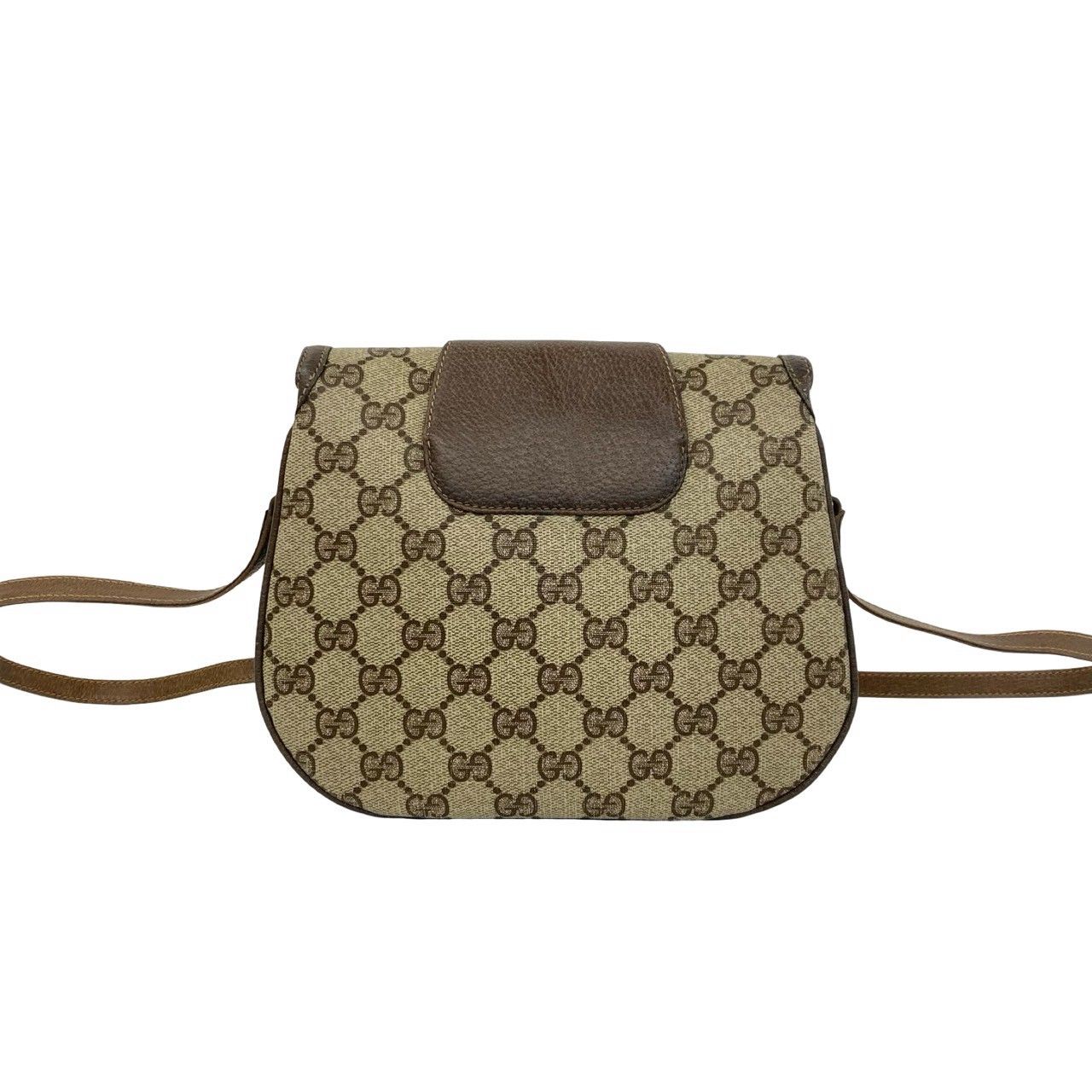 Gucci Vintage GG Logo Leather Shoulder Bag Pochette Sacoch Brown — view 3