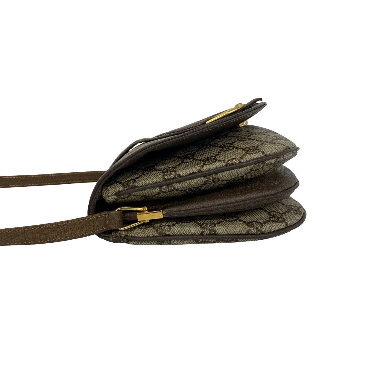 Gucci Vintage GG Logo Leather Shoulder Bag Pochette Sacoch Brown — view 5