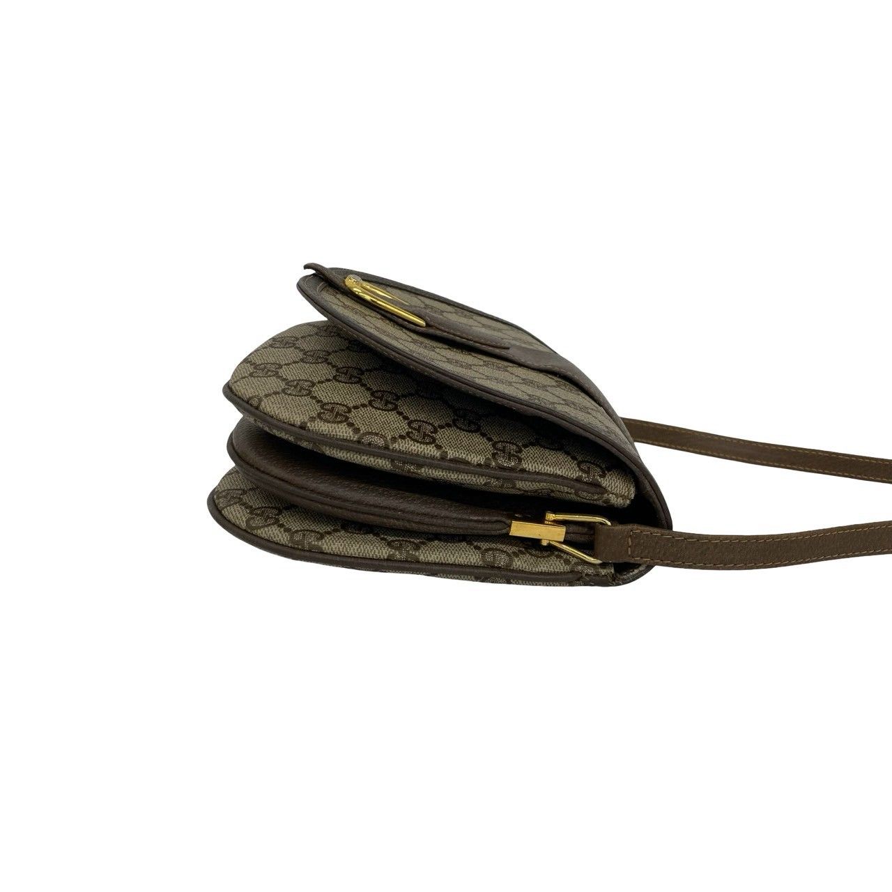Gucci Vintage GG Logo Leather Shoulder Bag Pochette Sacoch Brown — view 6