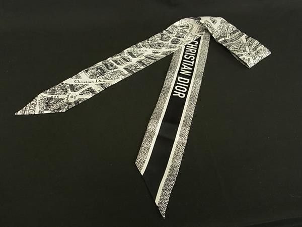 Dior Scarf Plastic Paris Mitzah White Black Silk 100% Ribbonscarf — view 5
