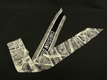 Dior Scarf Plastic Paris Mitzah White Black Silk 100% Ribbonscarf — view 2