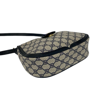 Gucci Vintage Sherry Line GG Logo Leather Shoulder Bag Sacoch Navy — view 7