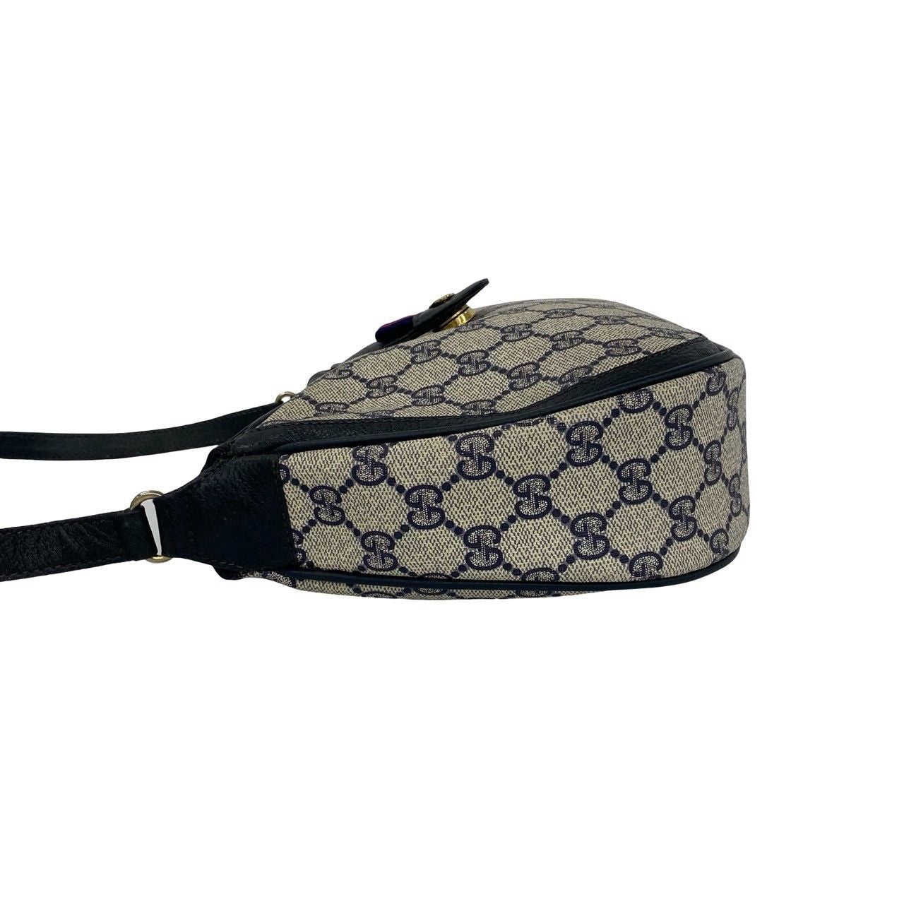 Gucci Vintage Sherry Line GG Logo Leather Shoulder Bag Sacoch Navy — view 5