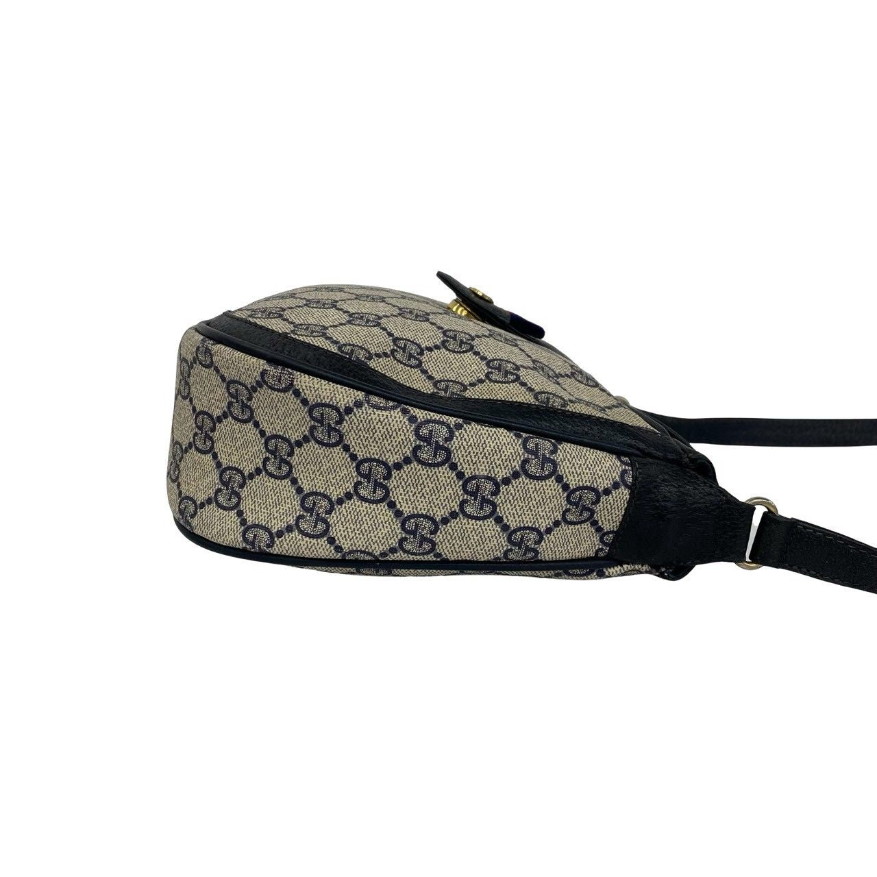 Gucci Vintage Sherry Line GG Logo Leather Shoulder Bag Sacoch Navy — view 6