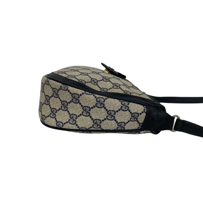 Gucci Vintage Sherry Line GG Logo Leather Shoulder Bag Sacoch Navy — view 6