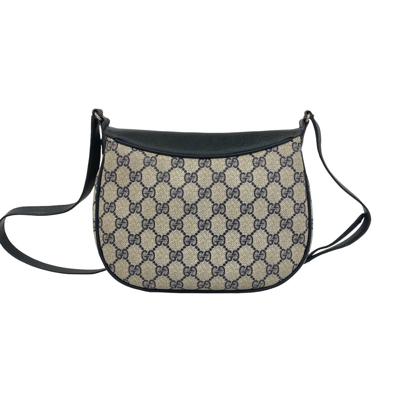 Gucci Vintage Sherry Line GG Logo Leather Shoulder Bag Sacoch Navy — view 3