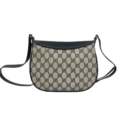 Gucci Vintage Sherry Line GG Logo Leather Shoulder Bag Sacoch Navy — view 3