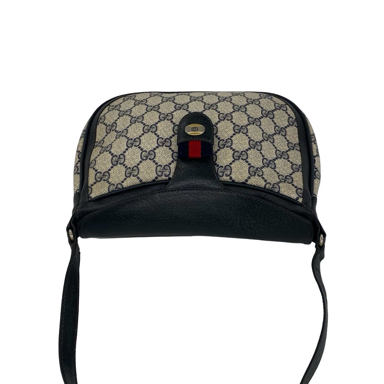 Gucci Vintage Sherry Line GG Logo Leather Shoulder Bag Sacoch Navy — view 4