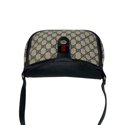 Gucci Vintage Sherry Line GG Logo Leather Shoulder Bag Sacoch Navy — view 4