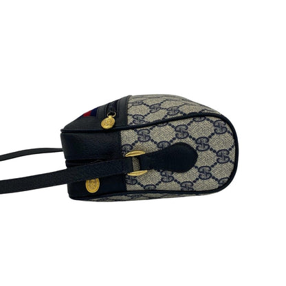 Gucci Bagged Vintage Sherry Line GG Logo Leather Shoulder Bag Crossbody Navy — view 5