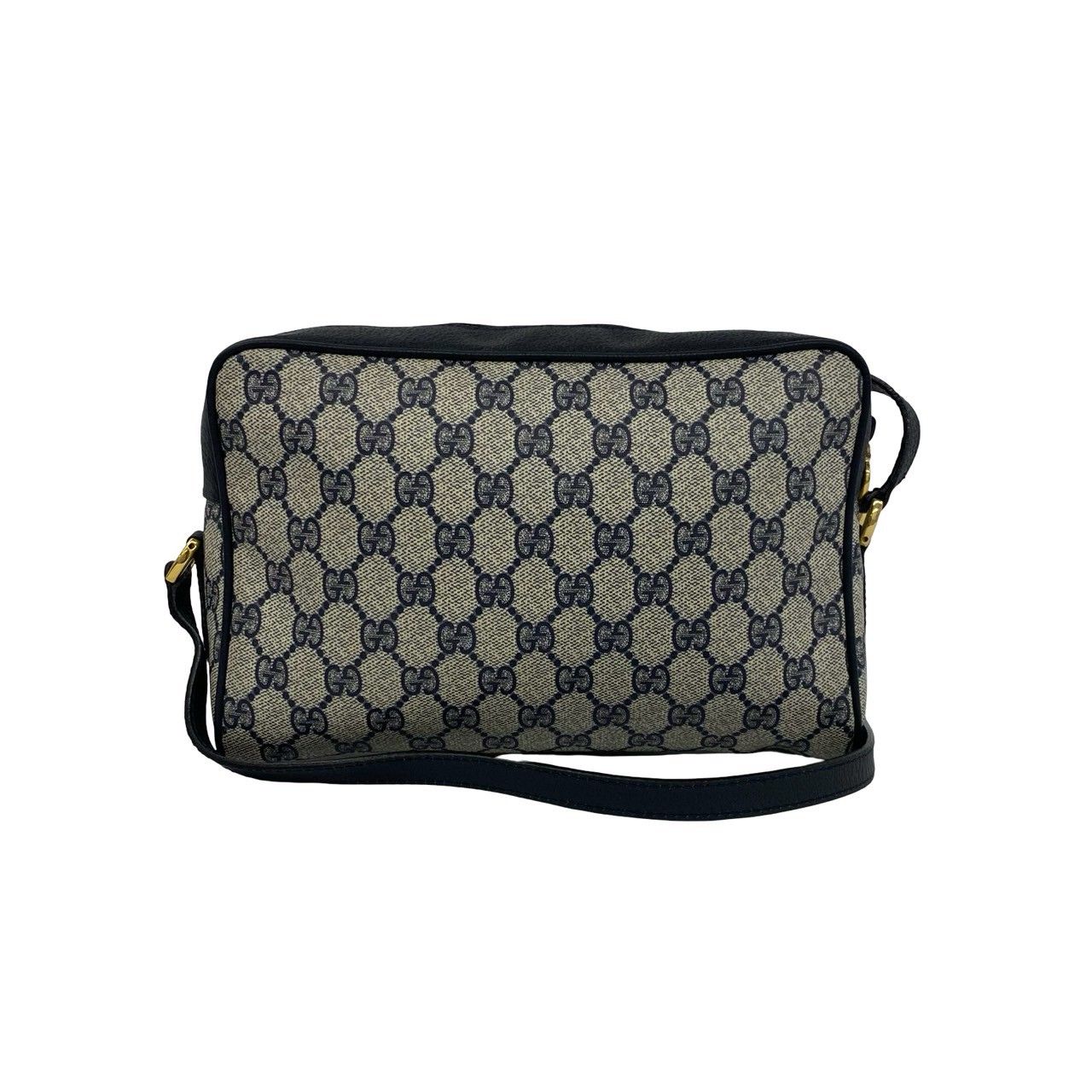 Gucci Bagged Vintage Sherry Line GG Logo Leather Shoulder Bag Crossbody Navy — view 3