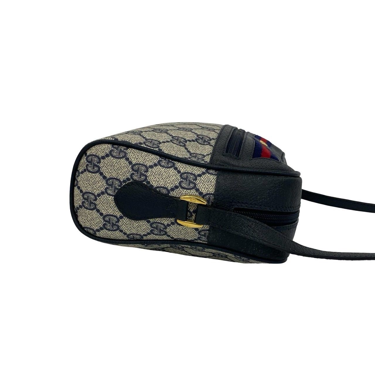 Gucci Bagged Vintage Sherry Line GG Logo Leather Shoulder Bag Crossbody Navy — view 6