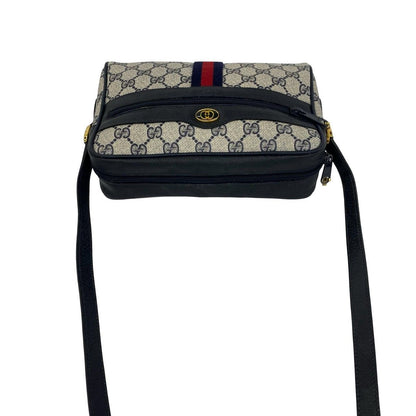 Gucci Vintage Sherry Line GG Logo Leather Shoulder Bag Crossbody Navy — view 4