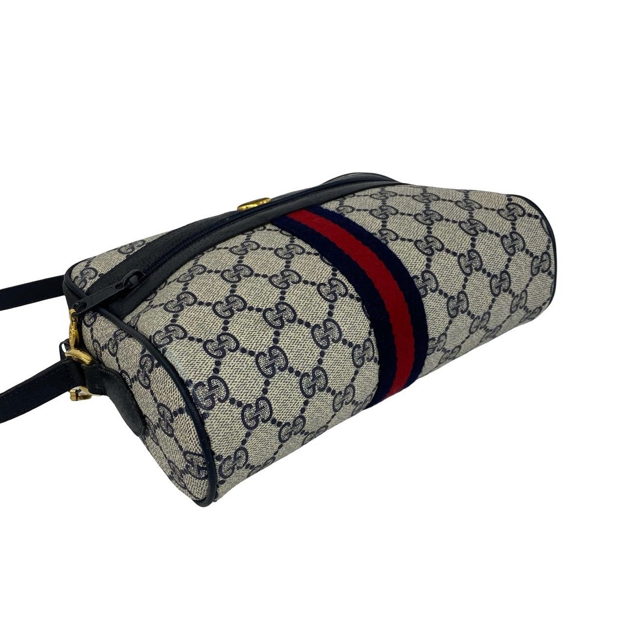 Gucci Vintage Sherry Line GG Logo Leather Shoulder Bag Crossbody Navy — view 7