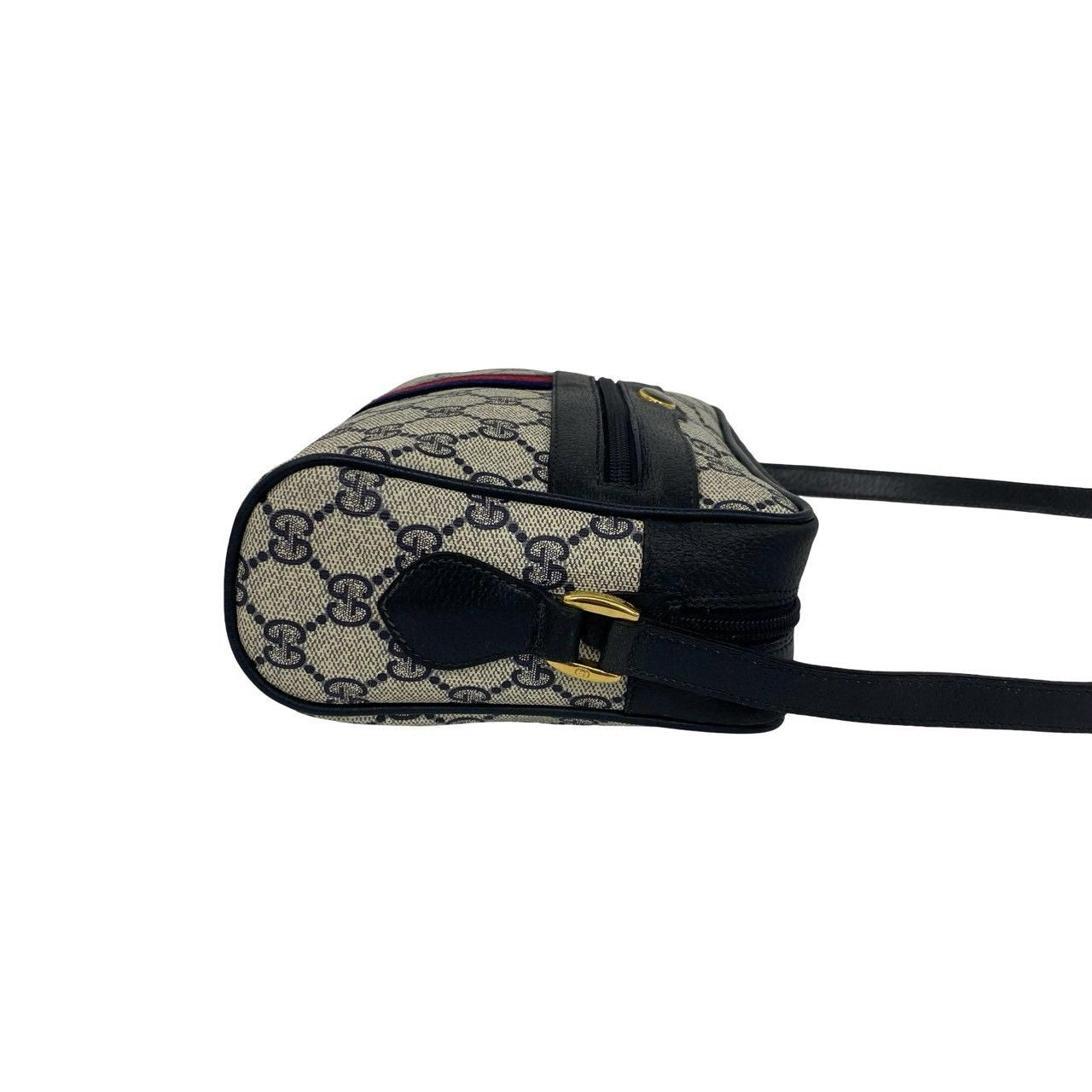 Gucci Vintage Sherry Line GG Logo Leather Shoulder Bag Crossbody Navy — view 6