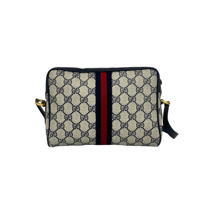Gucci Vintage Sherry Line GG Logo Leather Shoulder Bag Crossbody Navy — view 3