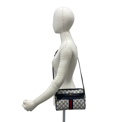 Gucci Vintage Sherry Line GG Logo Leather Shoulder Bag Crossbody Navy — view 2