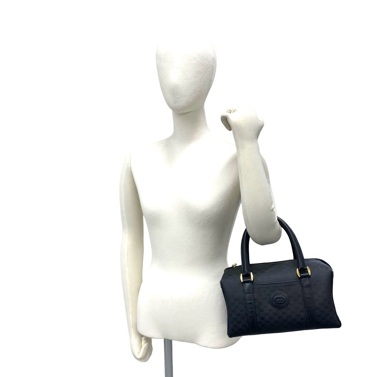 Gucci Bagged Vintage Micro GG Logo Leather Mini Boston Bag Black — view 2