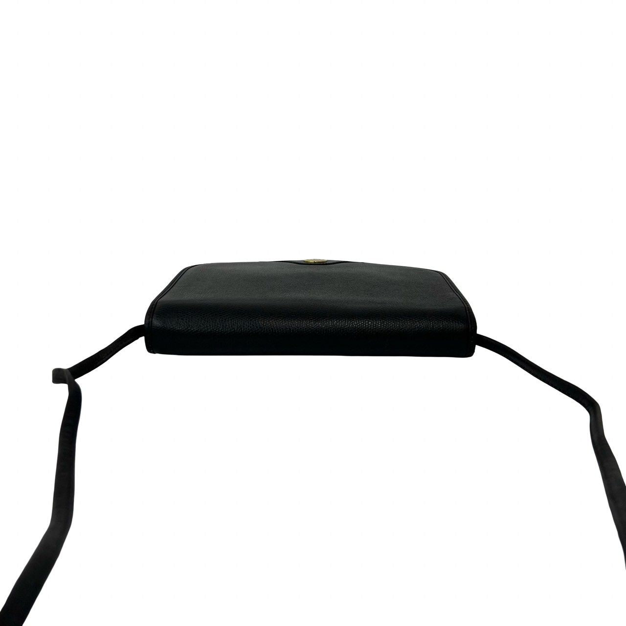 Dior Vintage CD Logo Leather Shoulder Bag Pochette Sacoch Black — view 4