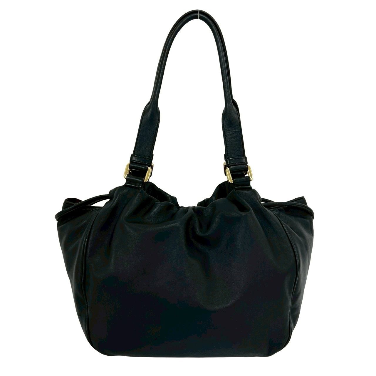 Loewe Anagram Logo Leather Drawstring Shoulder Bag Tote Black — view 3