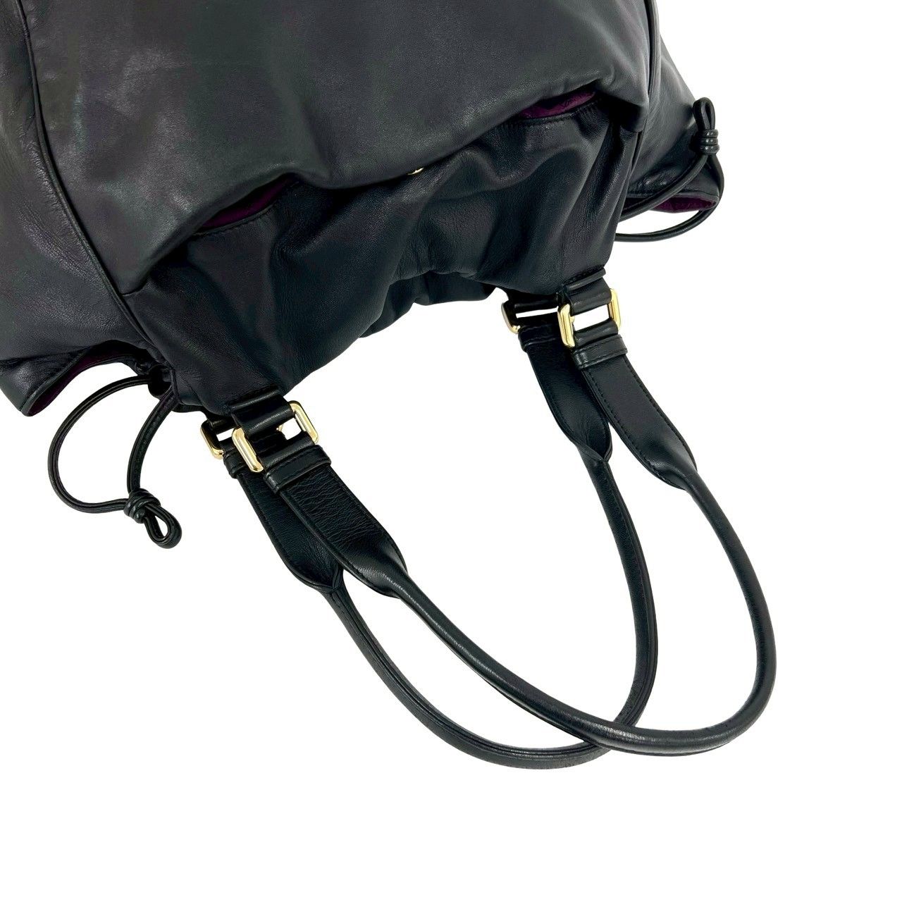 Loewe Anagram Logo Leather Drawstring Shoulder Bag Tote Black — view 4