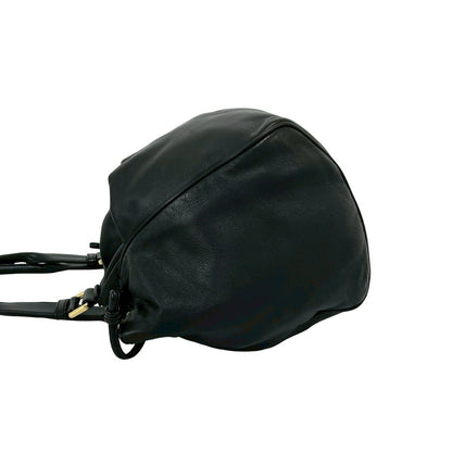 Loewe Anagram Logo Leather Drawstring Shoulder Bag Tote Black — view 5