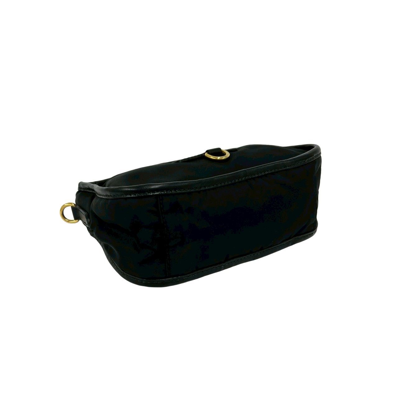 Prada Logo Tessuto Nylon Leather 2-Way Mini Shoulder Bag Black with — view 7