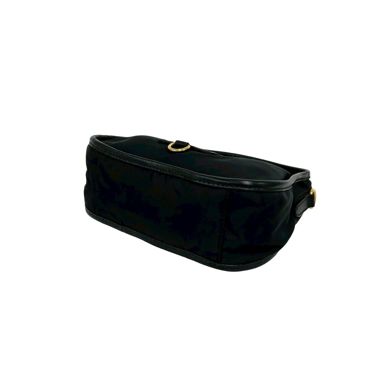 Prada Logo Tessuto Nylon Leather 2-Way Mini Shoulder Bag Black with — view 8