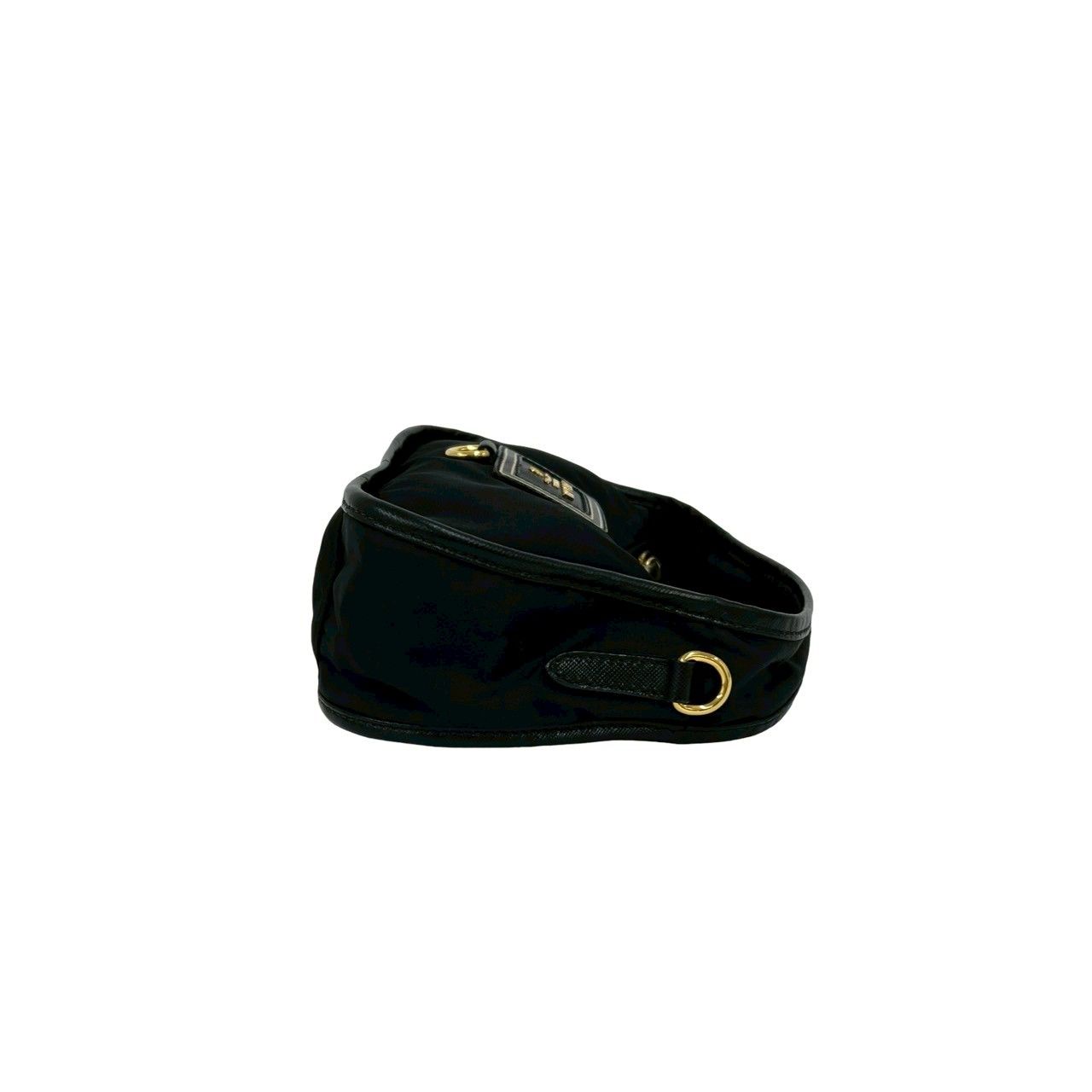 Prada Logo Tessuto Nylon Leather 2-Way Mini Shoulder Bag Black with — view 6