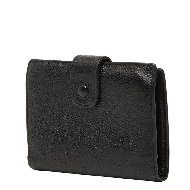 Chanel CC Logo Bifold Wallet Kiss Lock Coin Purse Black Caviar Leather — view 2
