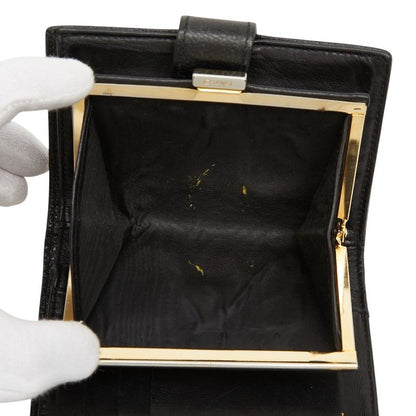 Chanel CC Logo Bifold Wallet Kiss Lock Coin Purse Black Caviar Leather — view 7