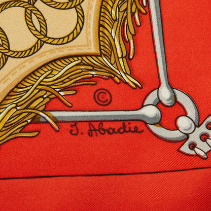 Hermes Carre 90 Cliquetis Scarf Red Multicolor Silk — view 4