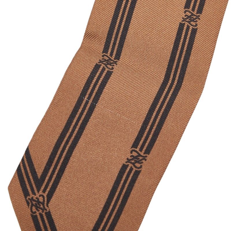Fendi Wrappy Stripe Scarf Brown Blue Silk — view 2
