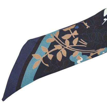 Fendi FF Logo Rappy Flower Motif Scarf Navy Multicolor Silk — view 3
