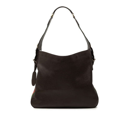 Gucci Webbing Shoulder Bag Brown Leather