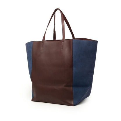 Celine Cabas Phantom Tote Wine Red Bordeaux Navy Leather Suede — view 2