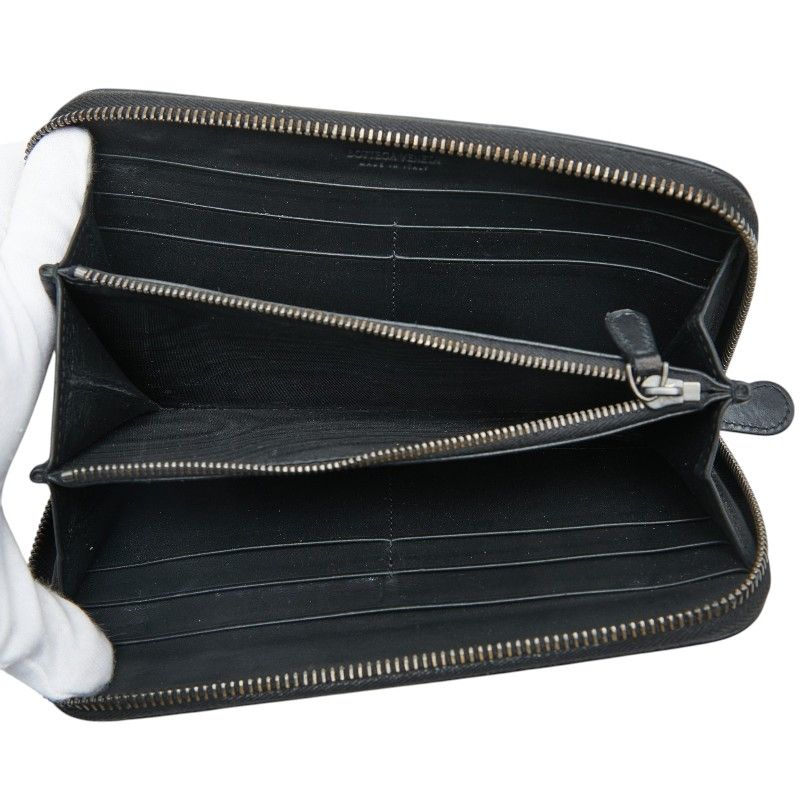 Bottega Veneta Intrecciato Zip Around Wallet Black Leather — view 6