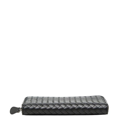 Bottega Veneta Intrecciato Zip Around Wallet Black Leather — view 3