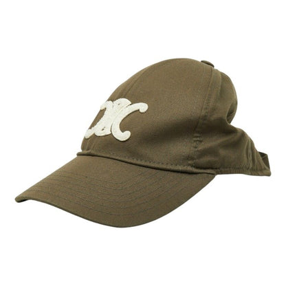 Celine Triomphe Logo Baseball Cap M Khaki Cotton Polyester — view 2