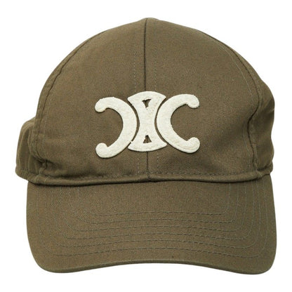 Celine Triomphe Logo Baseball Cap M Khaki Cotton Polyester