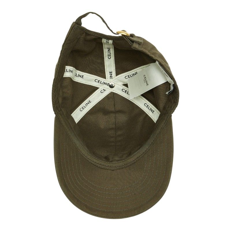 Celine Triomphe Logo Baseball Cap M Khaki Cotton Polyester — view 4