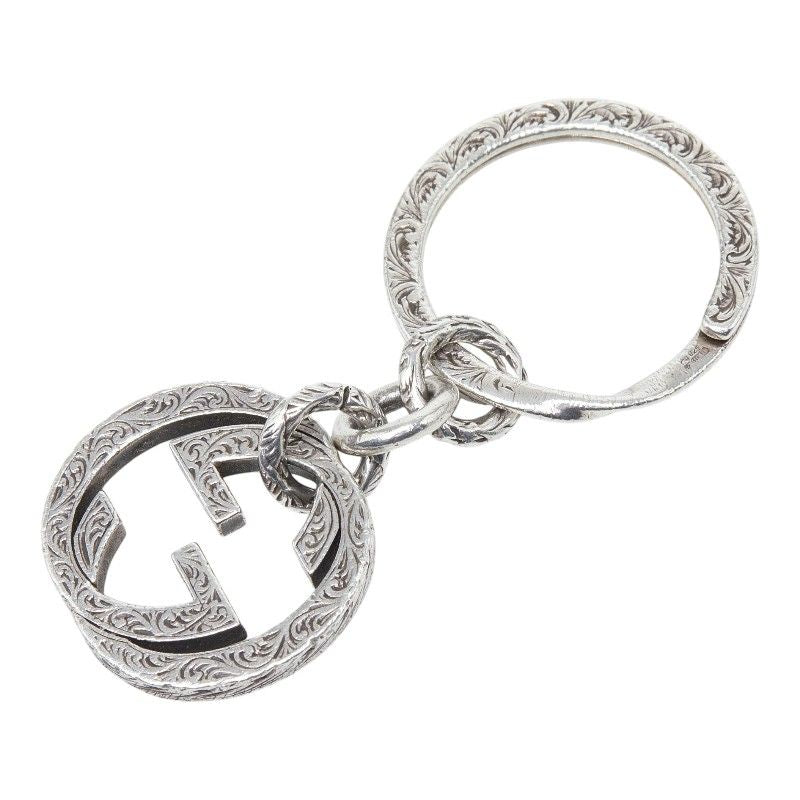 Gucci Interlocking Key Ring Key Holder Charm Silver