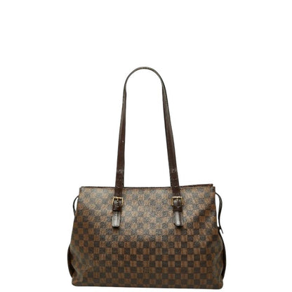 Louis Vuitton Damier Chelsea Tote Shoulder Bag Brown Leather
